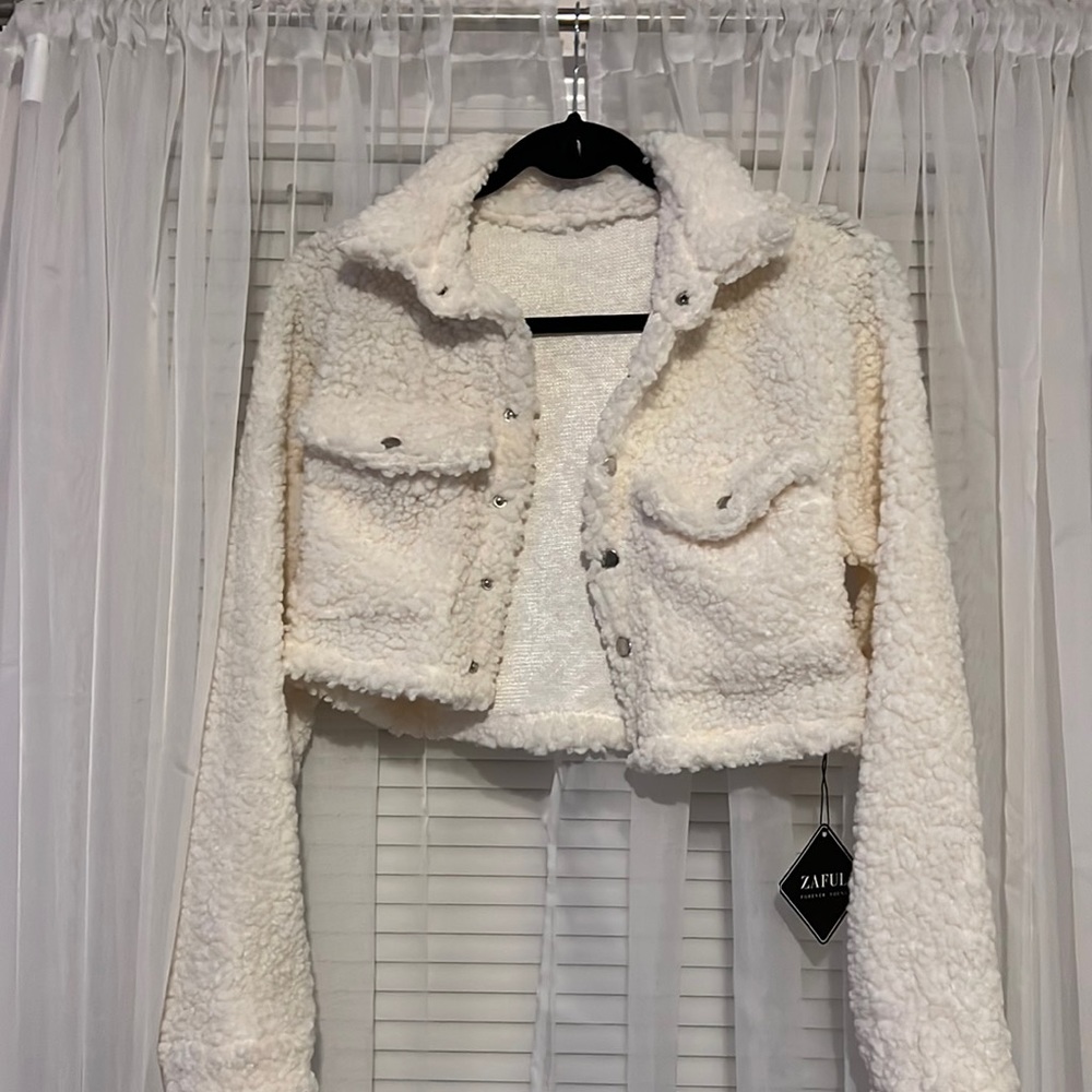 Cropped teddy coat